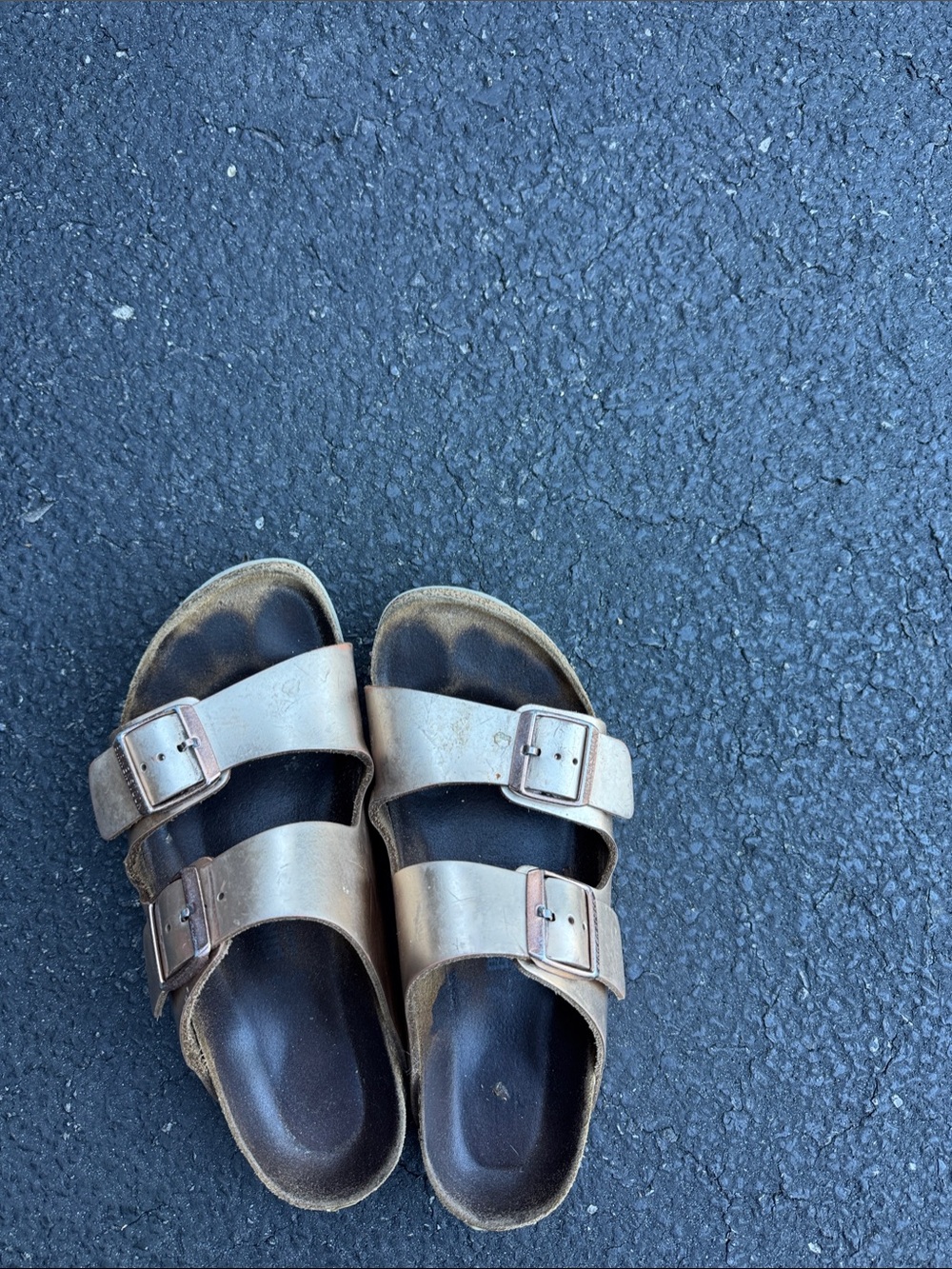 Birkenstock Metallic Rose Gold Double-Strap Sandals